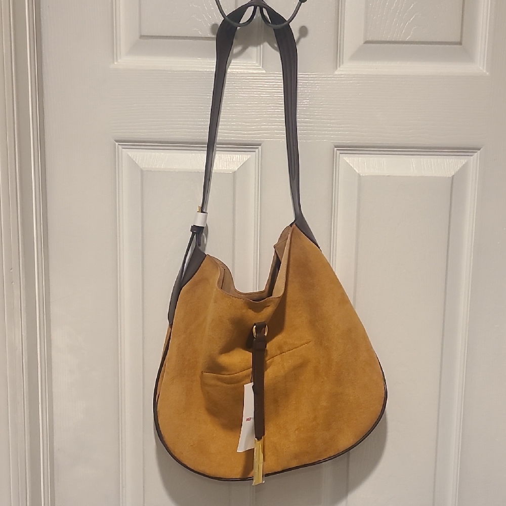 Tan Suede Shoulder Bag